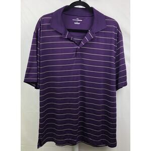 Grand Slam Polo Shirt Men L Purple Stripe Embroidered Logo Short Sleeve Golf